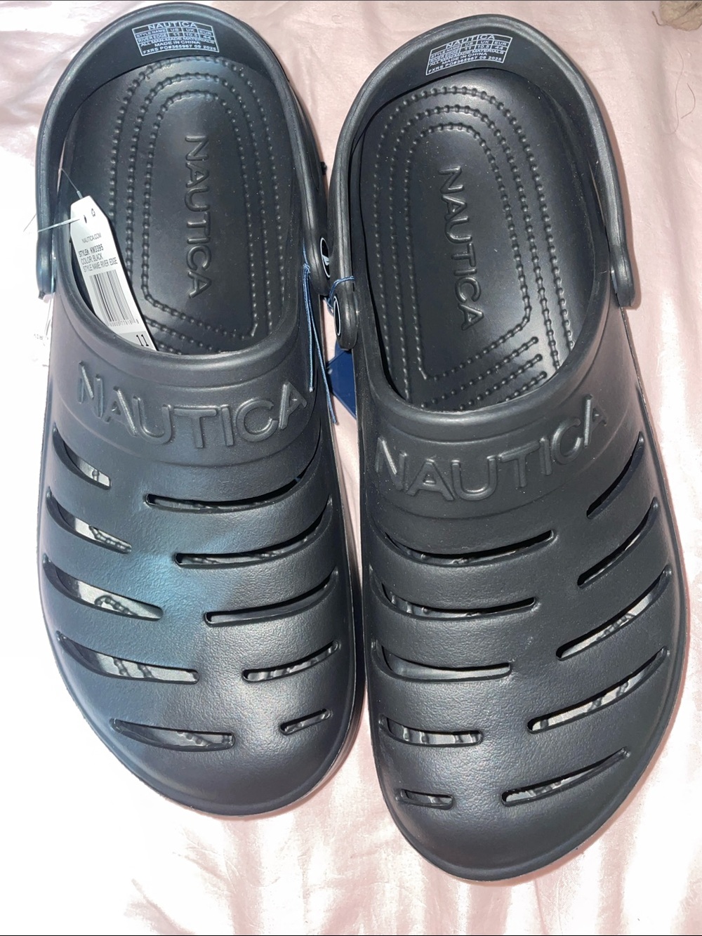 Nautica Men's Black Vented Slip-On Sandals